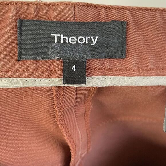 THEORY Womens Straight-Leg Crop Pants 4 Double-Stretch Chino Terra-Cotta Brown - Picture 7 of 8